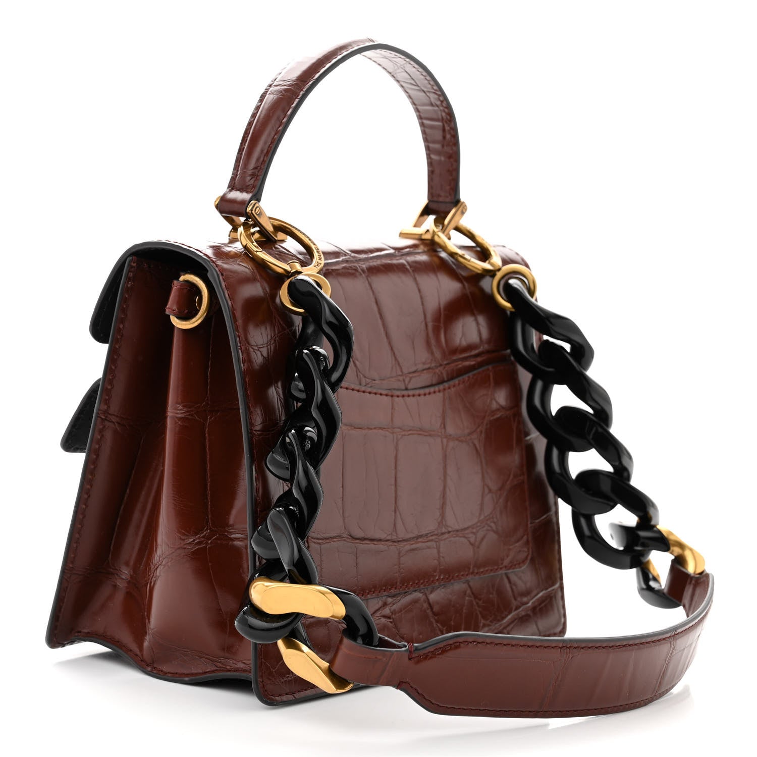 Marc Jacobs MARC JACOBS Calfskin Crocodile Embossed Uptown Shoulder Bag Brown 3 of 10