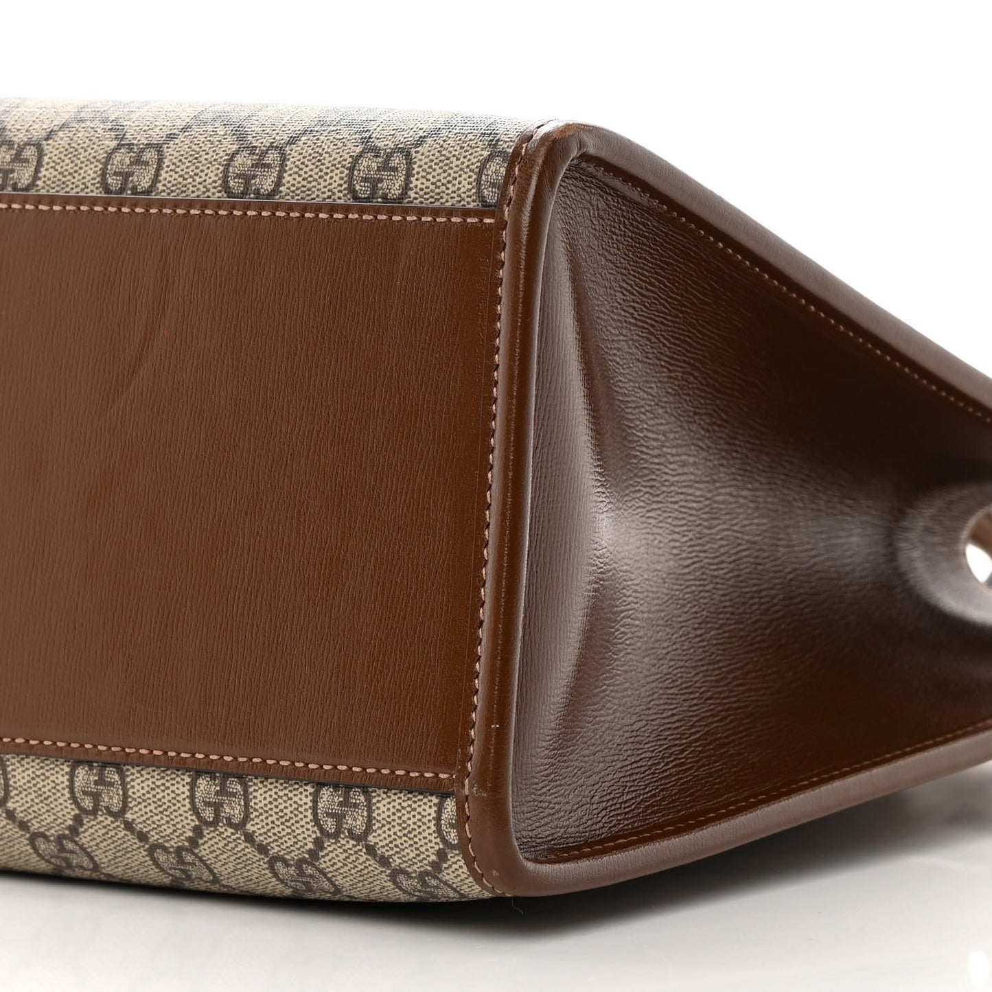 GG Supreme Monogram Azalea Calfskin Small Retro Interlocking G Tote Bag Beige Ebony Brown Sugar