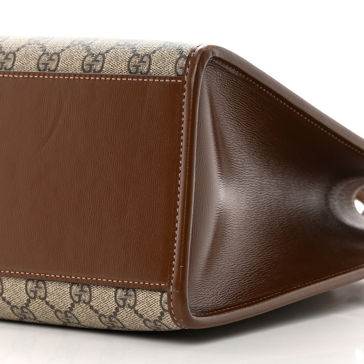 Gucci GG Supreme Monogram Azalea Calfskin Small Retro Interlocking G Tote Bag Beige Ebony Brown Sugar 10 of 17