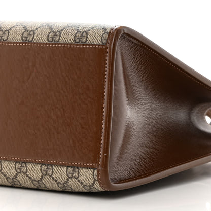 Gucci GG Supreme Monogram Azalea Calfskin Small Retro Interlocking G Tote Bag Beige Ebony Brown Sugar 10 of 17