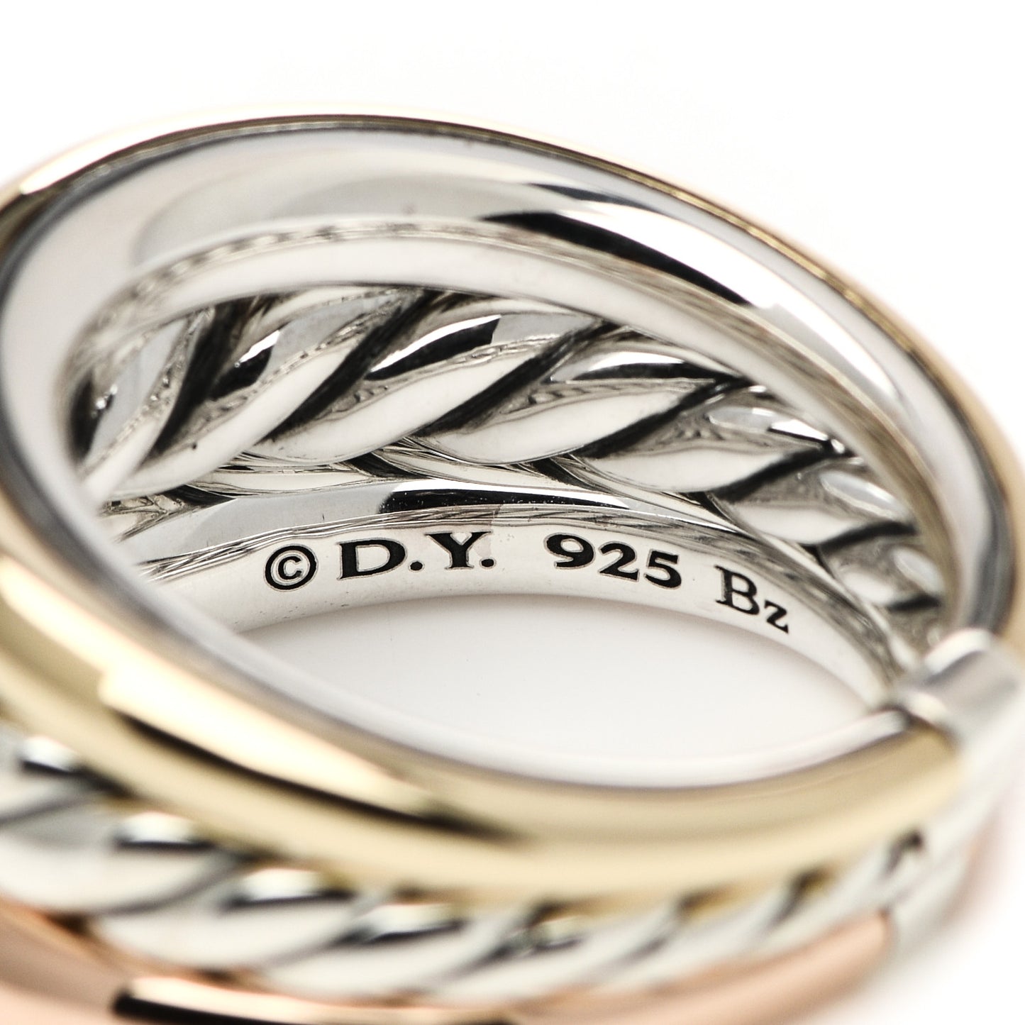 Sterling Silver Bronze Brass Pure Form Three-Row Ring 57 8