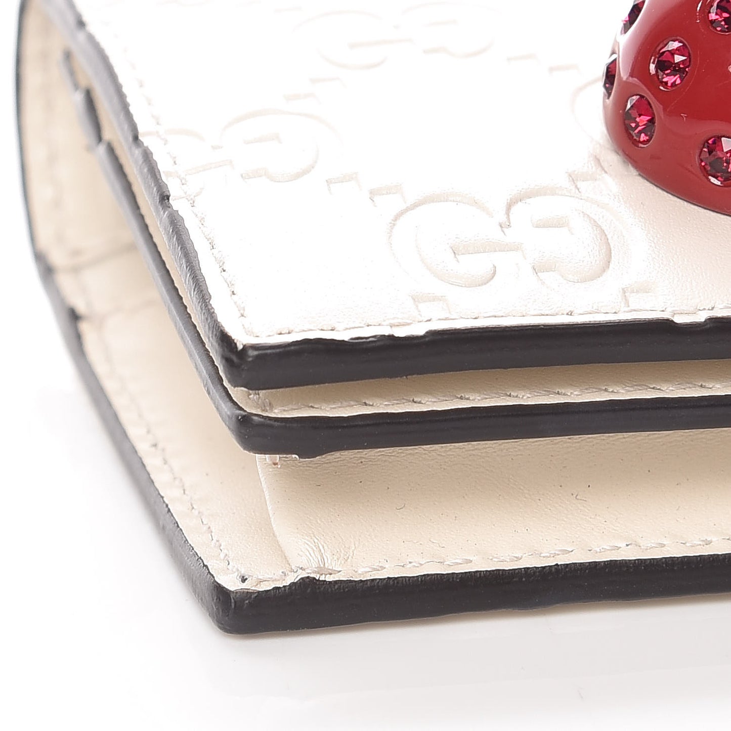 Guccissima Cherries Card Case Wallet White
