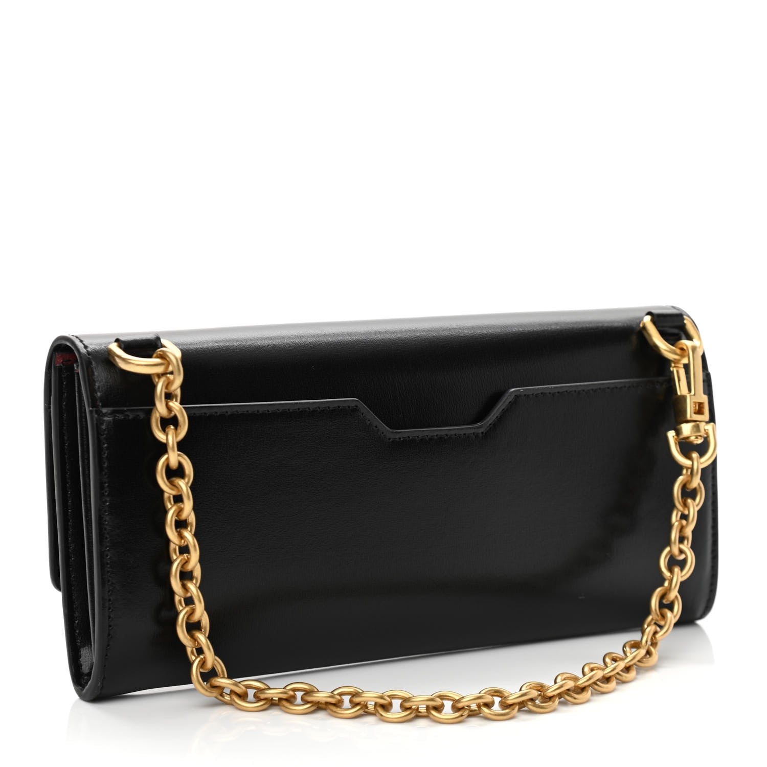 Off-White Calfskin Jitney Logo Flap Wallet On Chain Black 2 of 9