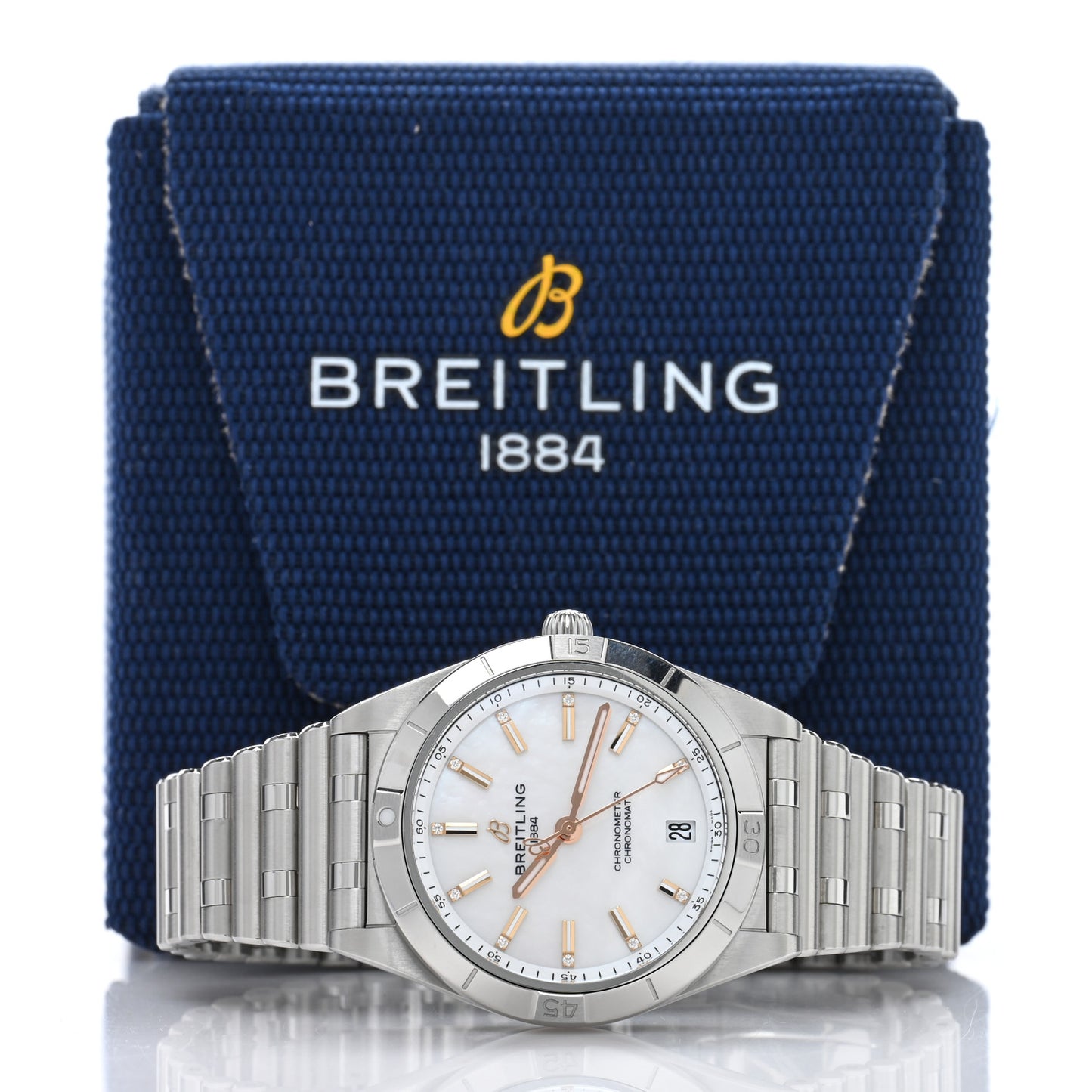 Stainless Steel Diamond Mother of Pearl 36mm Chronomat Automatic Watch A10380