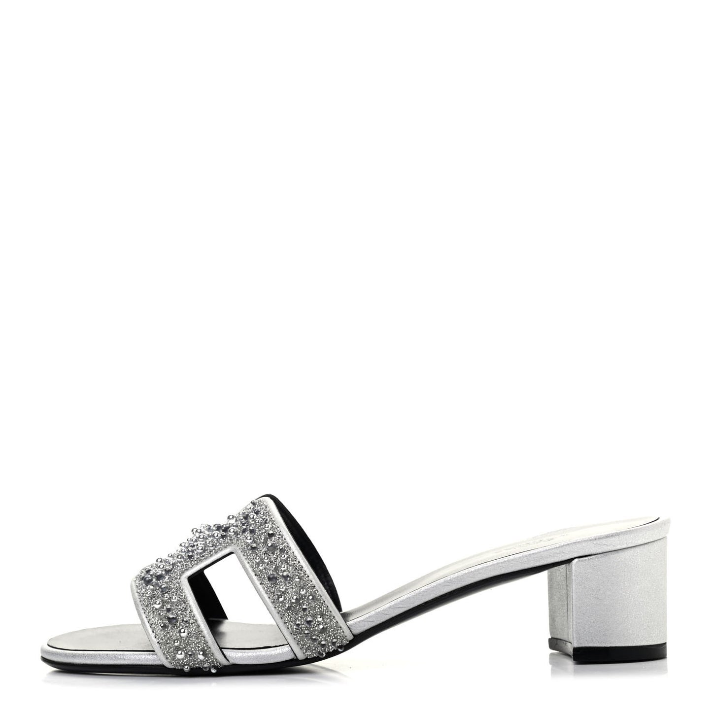 Suede Goatskin Crystal Oasis Sandals 36.5 Gris Argente