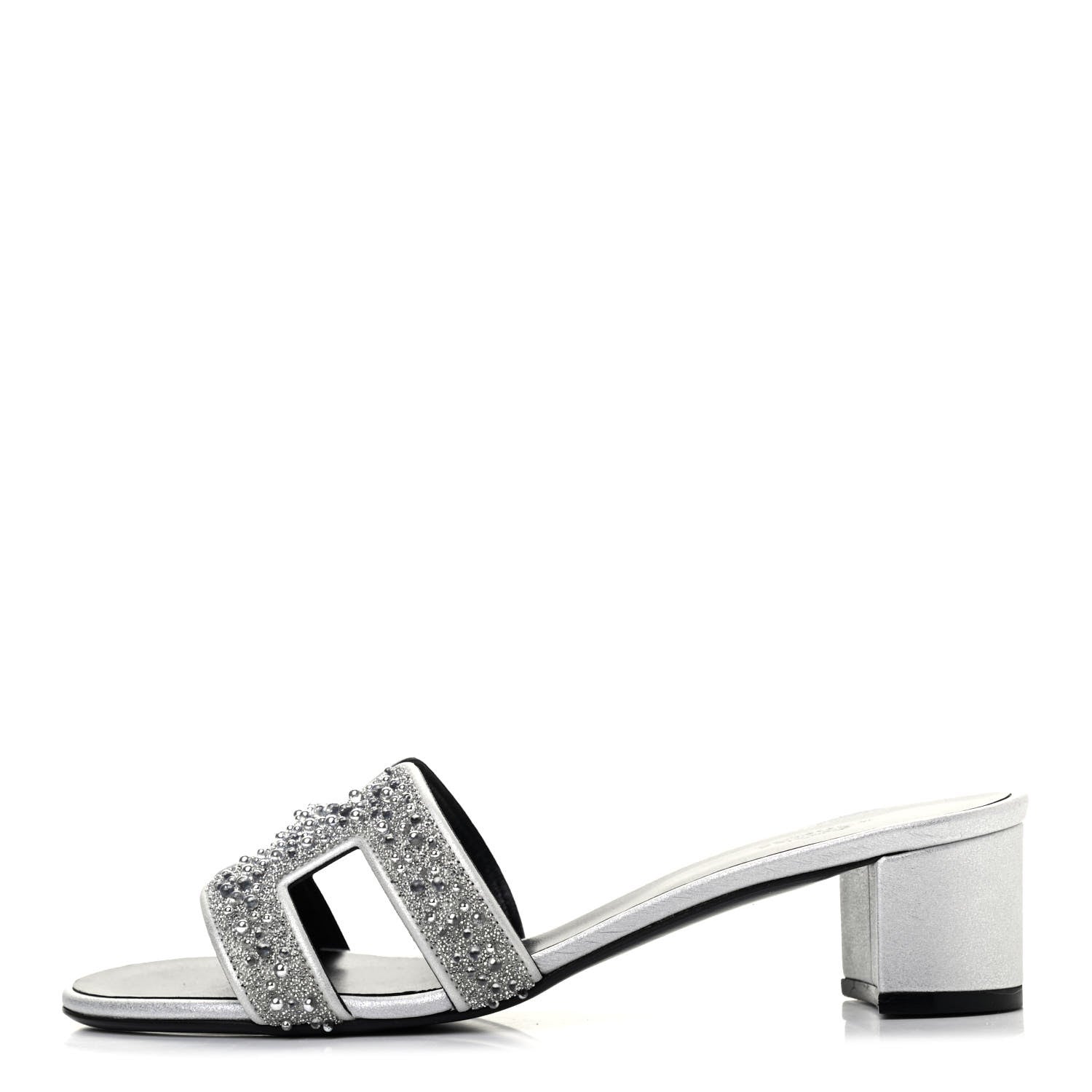 Hermes Suede Goatskin Crystal Oasis Sandals 36.5 Gris Argente 1 of 4