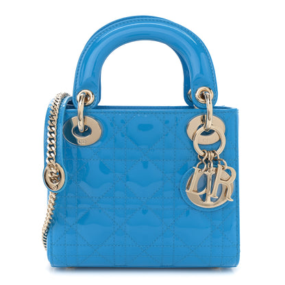 Christian Dior Patent Cannage Mini Lady Dior Blue 1 of 10