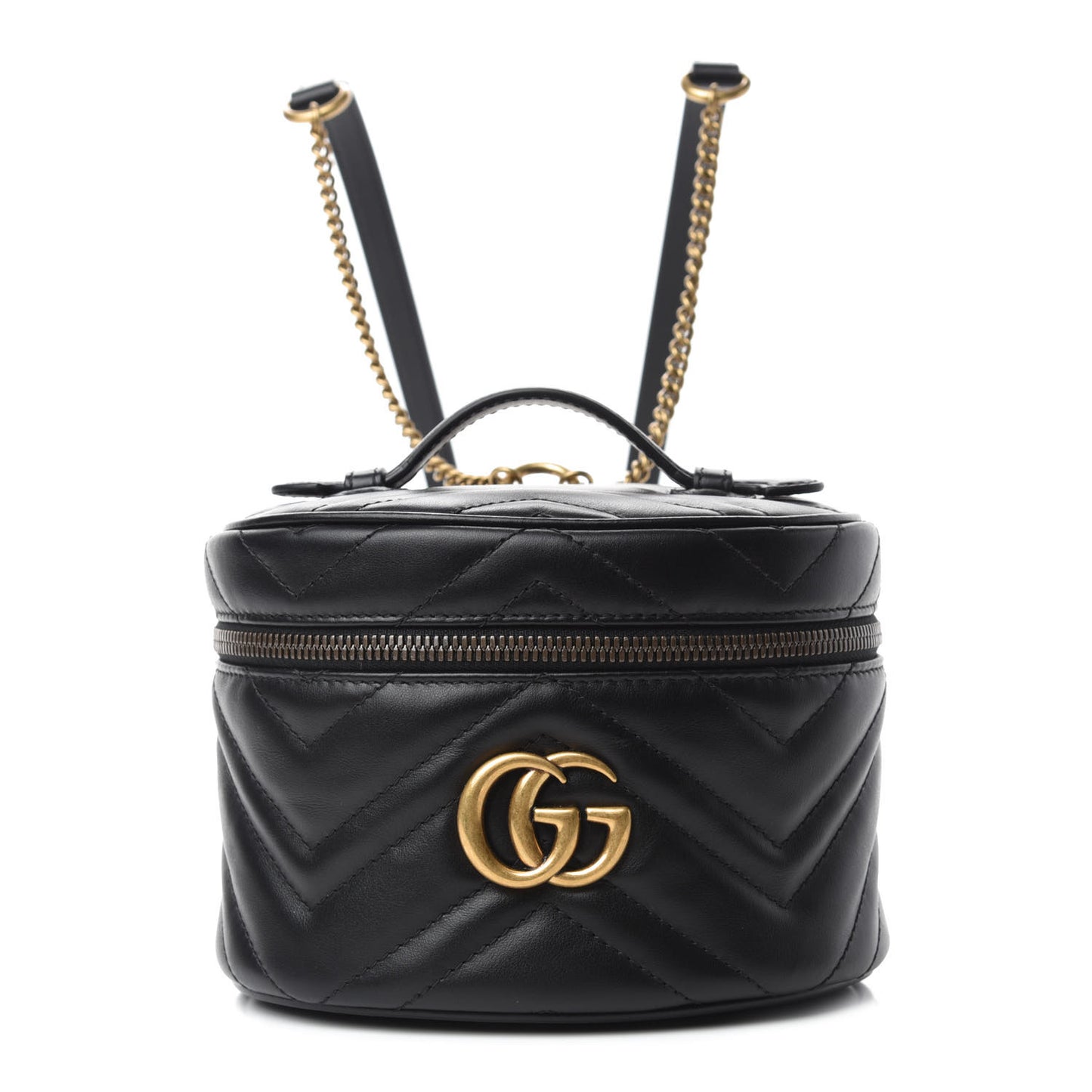 Calfskin Matelasse Mini GG Marmont Round Backpack Black