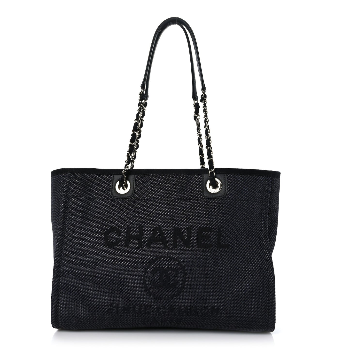 Mixed Fibers Calfskin Small Deauville Tote Black