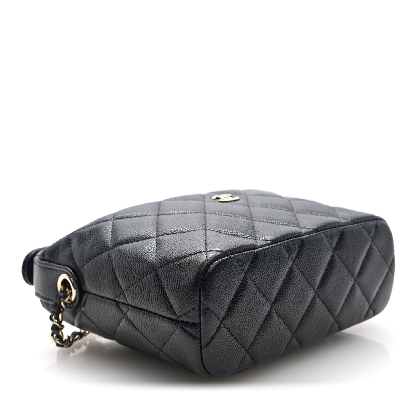 Caviar Quilted Hobo Clutch With Chain Black
