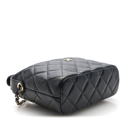 Chanel Caviar Quilted Hobo Clutch With Chain Black 4 of 11
