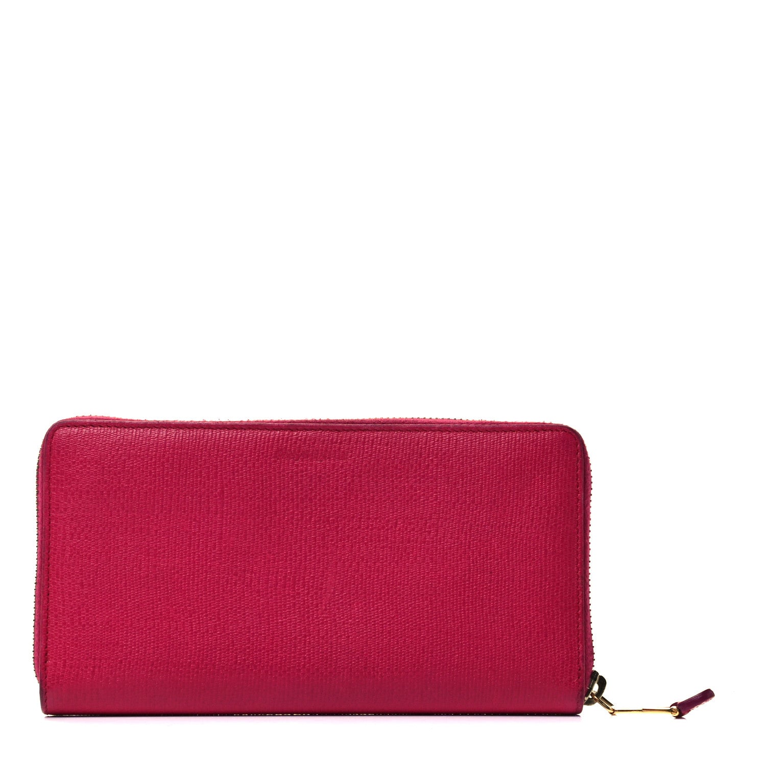 Saint Laurent Calfskin Textured ChYc Zip Around Wallet Fuchsia 1 of 9