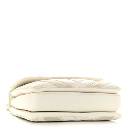 Chanel Calfskin Sheepskin Watersnake Chevron Quilted CC Small Trendy CC Dual Handle Flap Bag White 4 of 10