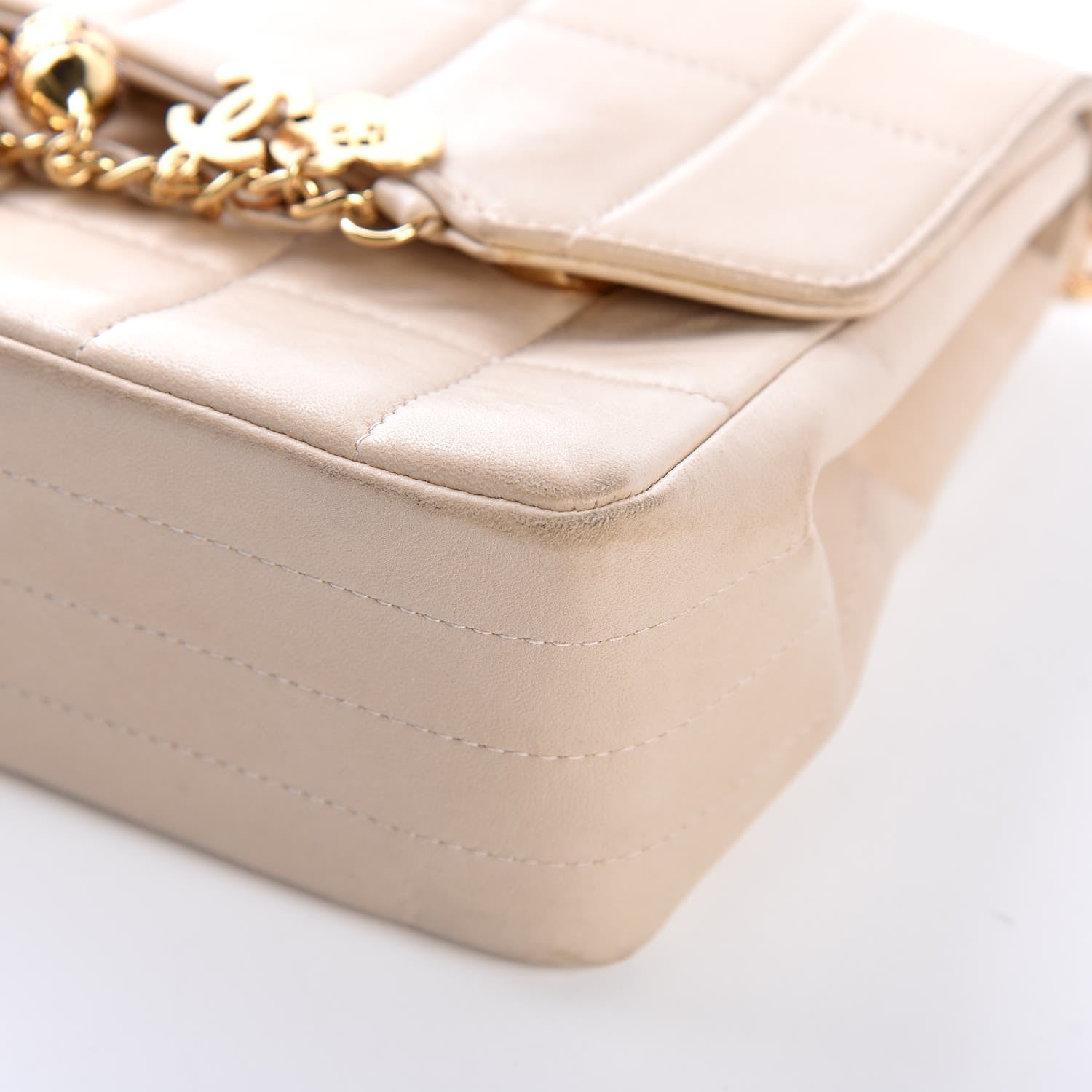 Chanel Lambskin Quilted Crystal Chocolate Bar Charm Flap Beige 11 of 32
