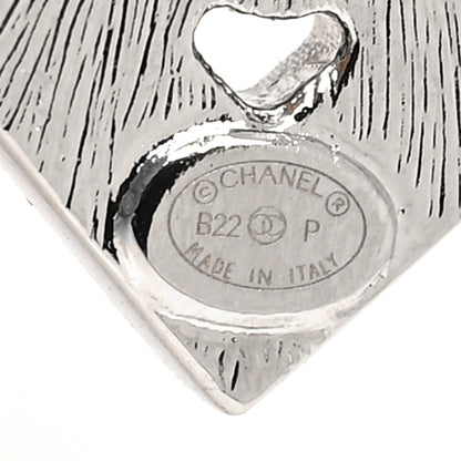 Chanel Baguette Crystal Chain CC Earrings Silver 4 of 4