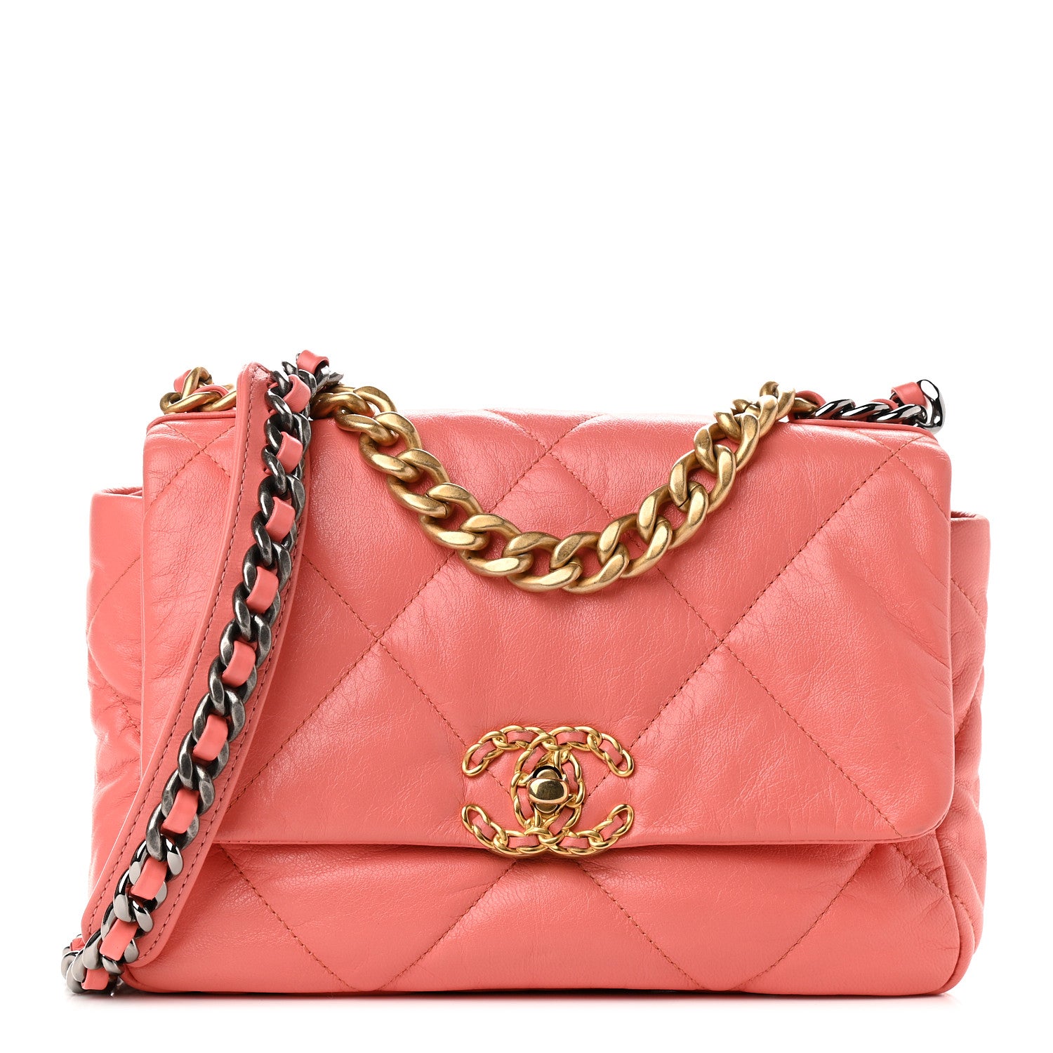 Chanel Goatskin Quilted Medium Chanel 19 Flap Pink 1 of 11