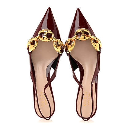 Gucci Vernice Crystal Nappa Charlotte Marina Slingback Pumps 39.5 Ancora 2 of 10