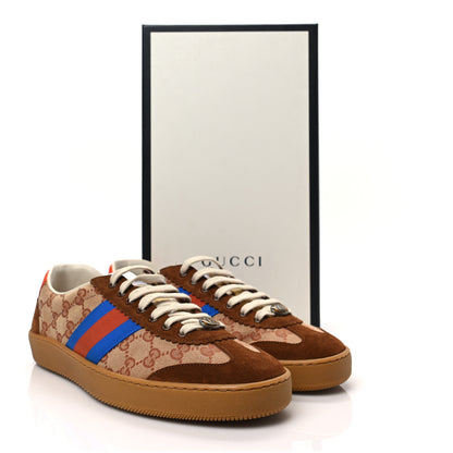 Gucci GG Monogram Suede Web Mens G74 Sneakers 10 Beige Ruggine Cuir 7 of 7