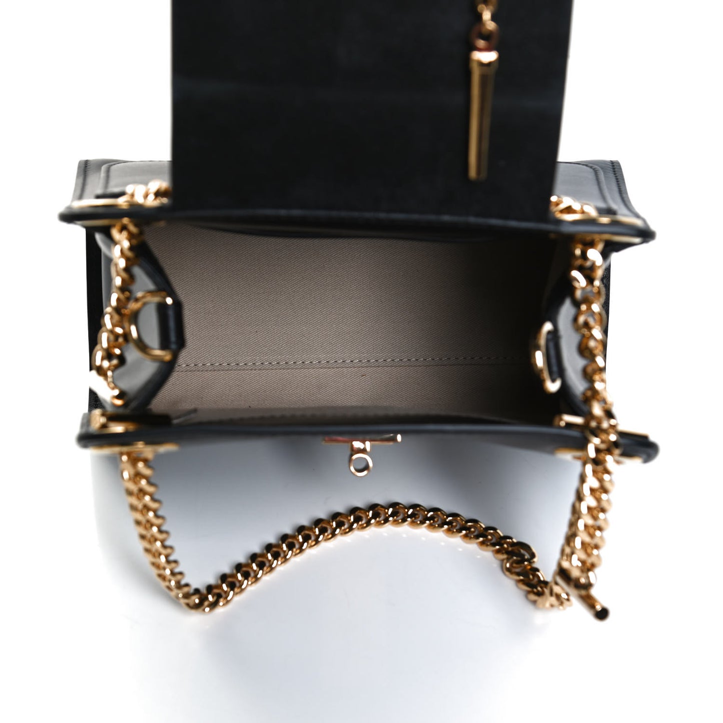Shiny Calfskin Mini Annie Shoulder Bag Black