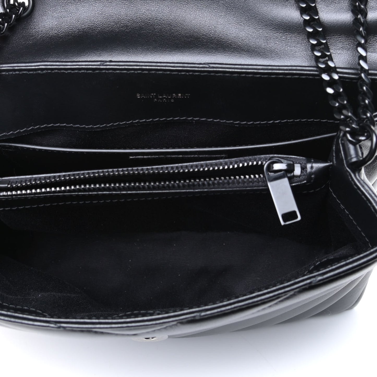 Calfskin Y Quilted Monogram Small Loulou Chain Satchel Black