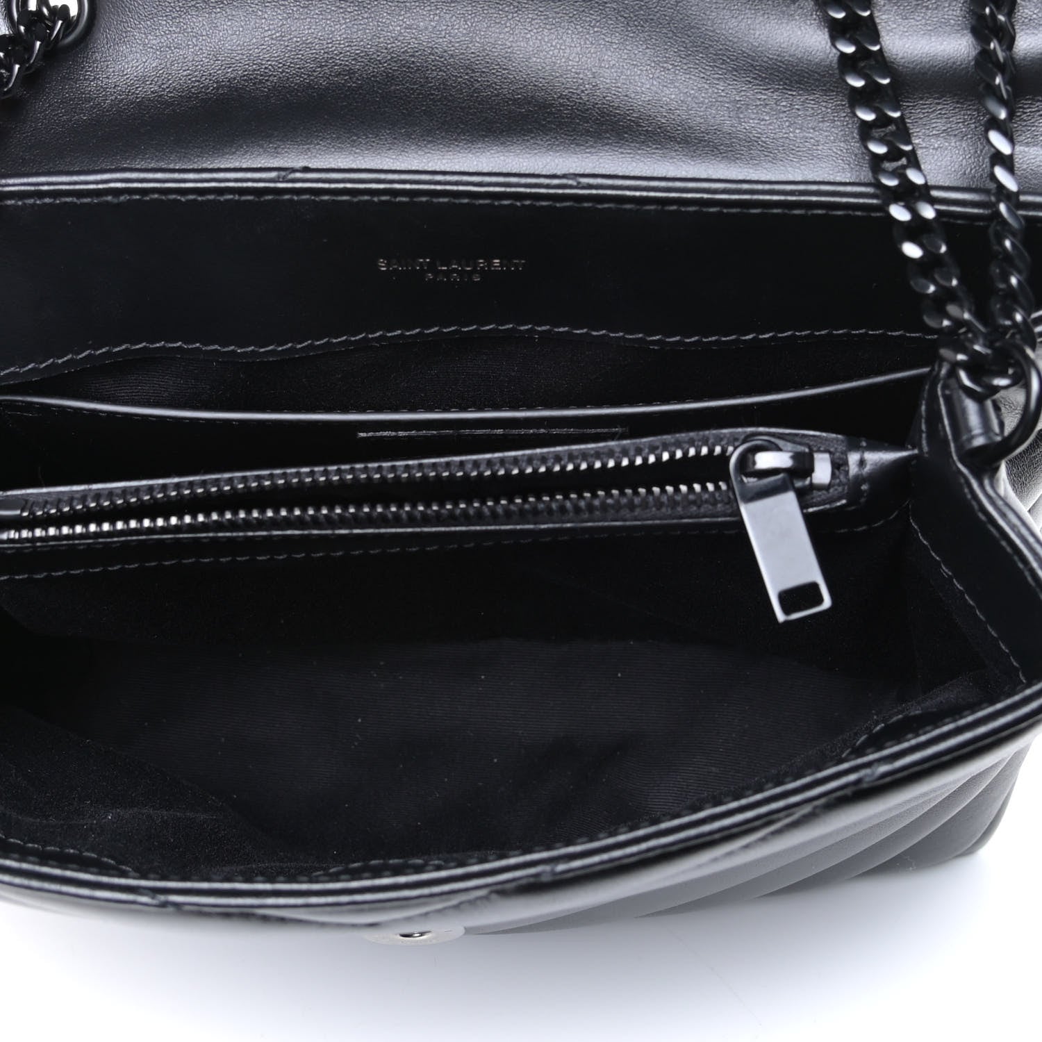 Saint Laurent Calfskin Y Quilted Monogram Small Loulou Chain Satchel Black 7 of 9
