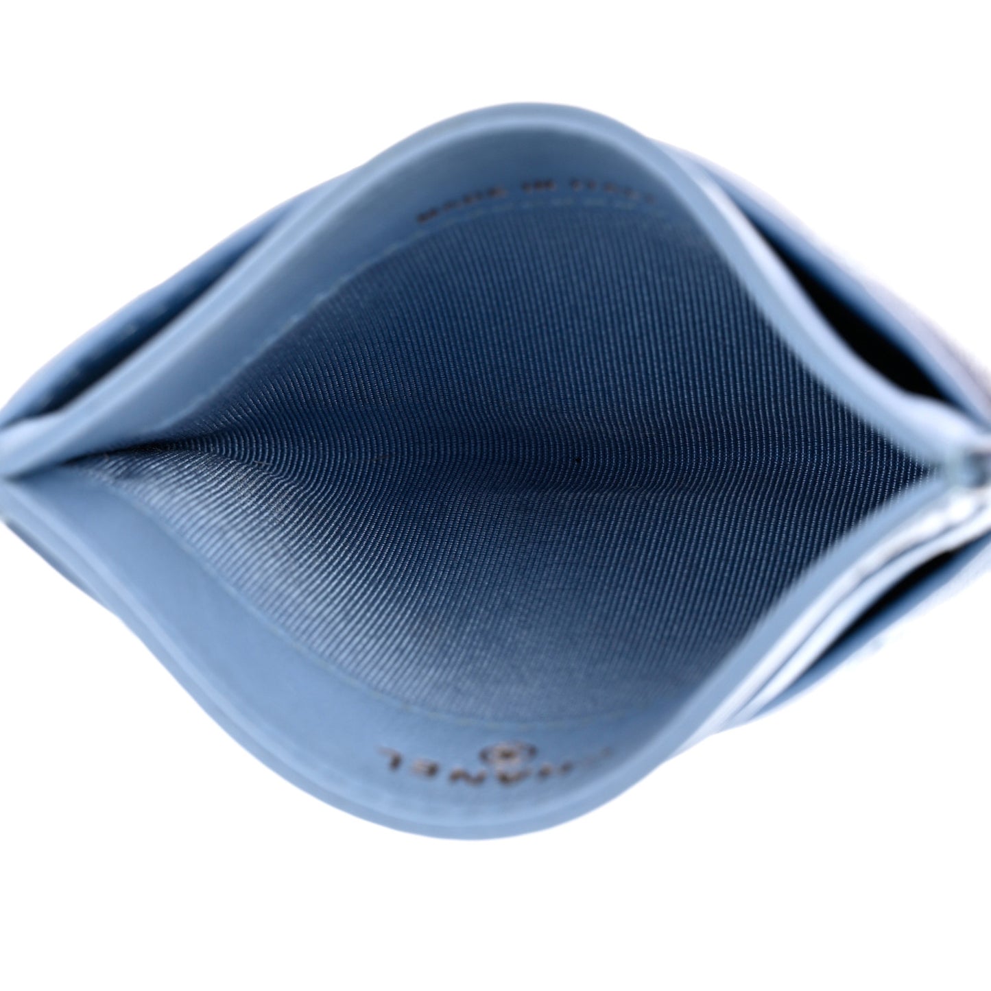 Lambskin Quilted Card Holder Light Blue