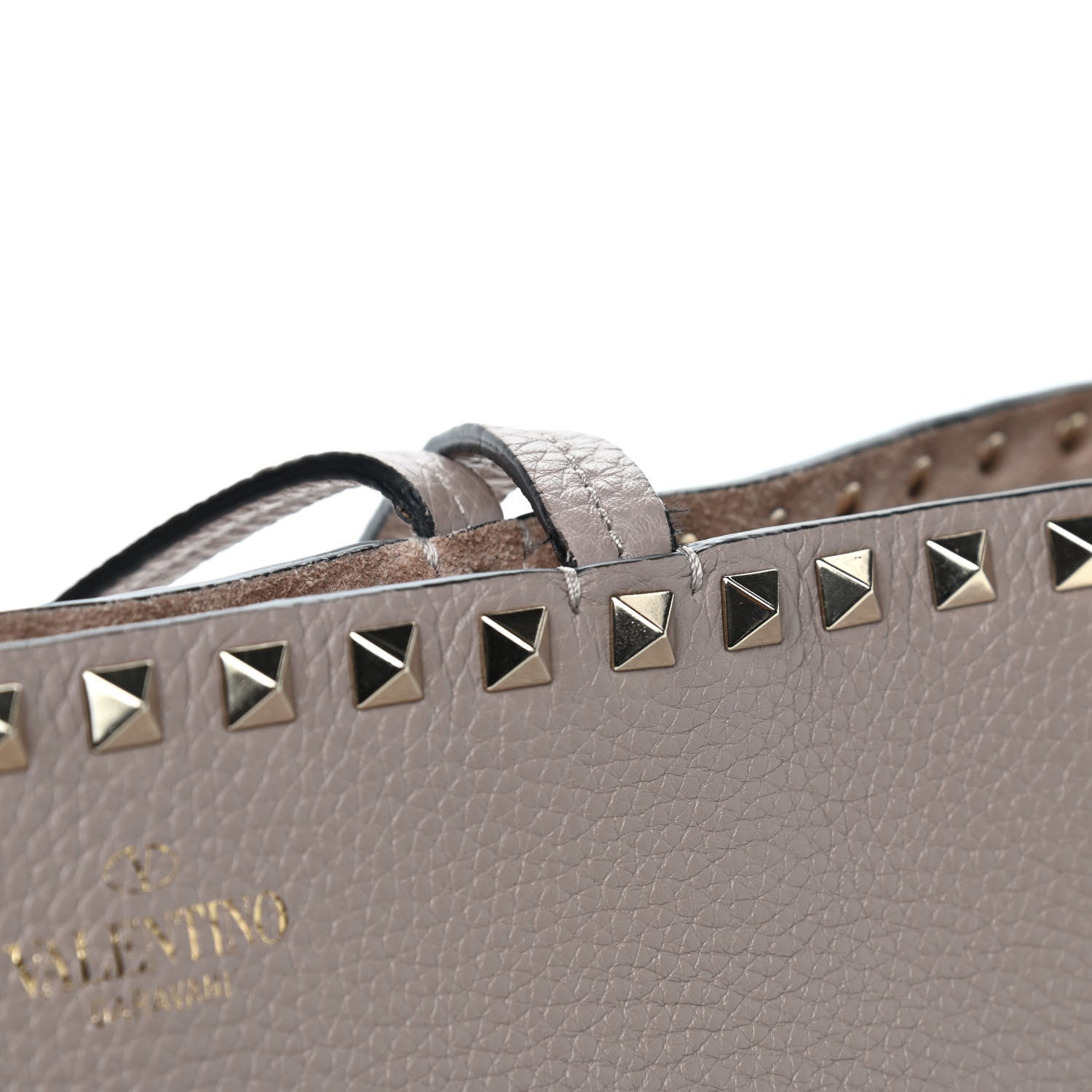 Valentino Garavani Grained Calfskin Small Rockstud Shoulder Tote Poudre 7 of 8
