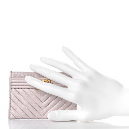 Chanel Caviar Quilted Chevron Boy Card Holder Light Purple 2 of 11