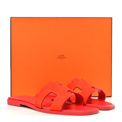 Hermes Suede Goatskin Oran Sandals 36 Rouge Grenadine 10 of 10
