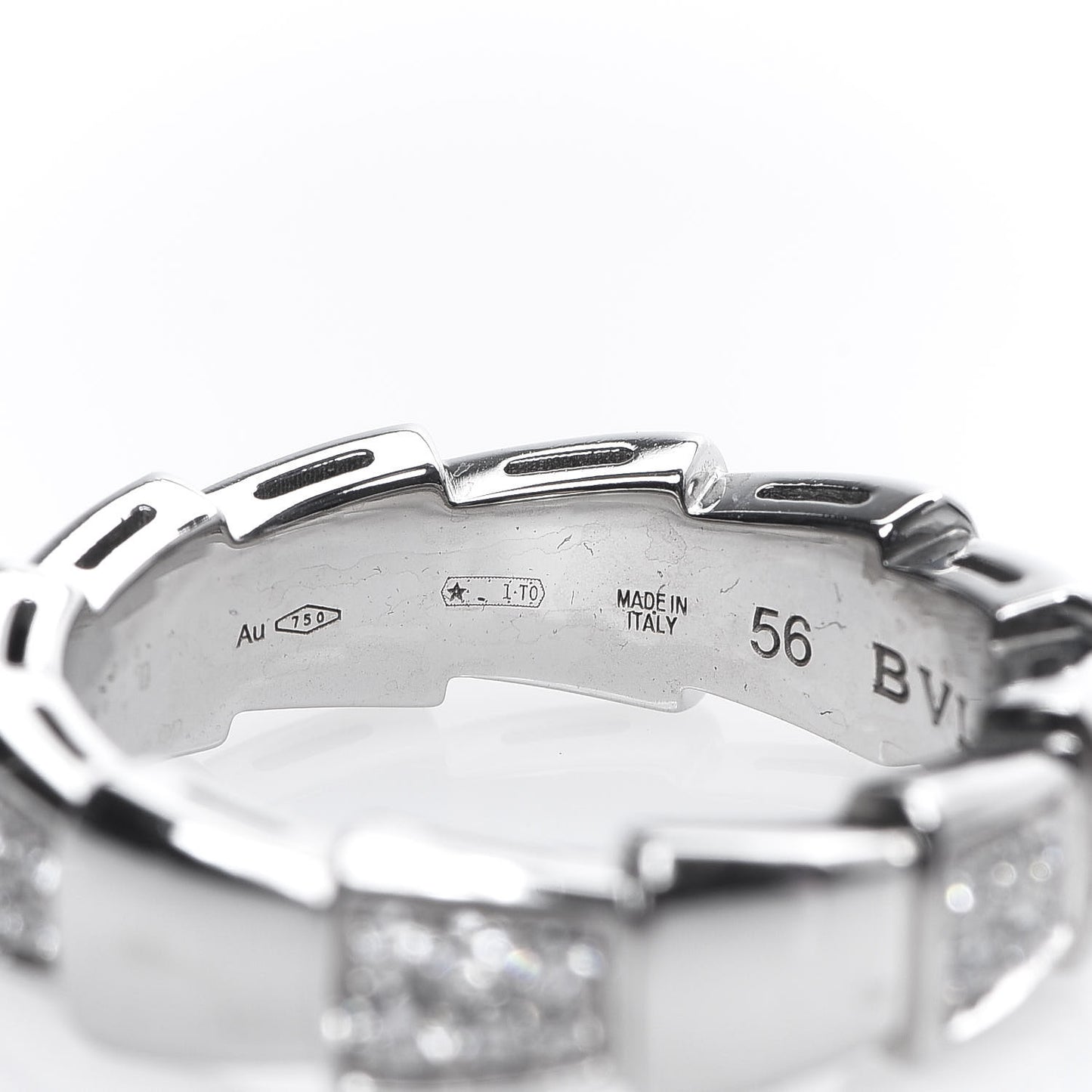 18K White Gold Diamond Serpenti Band Ring 56 7.5