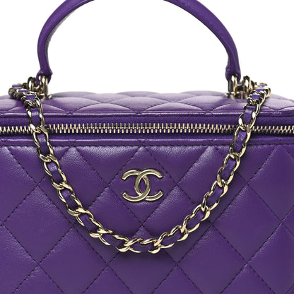 Chanel Lambskin Quilted Small Top Handle Vanity Case With Chain Purple 8 of 11