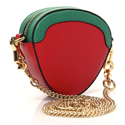 Gucci Textured Dollar Calfskin Retro Interlocking G Fruttini Strawberry Mini Crossbody Lobster Red Black New Acero 3 of 10