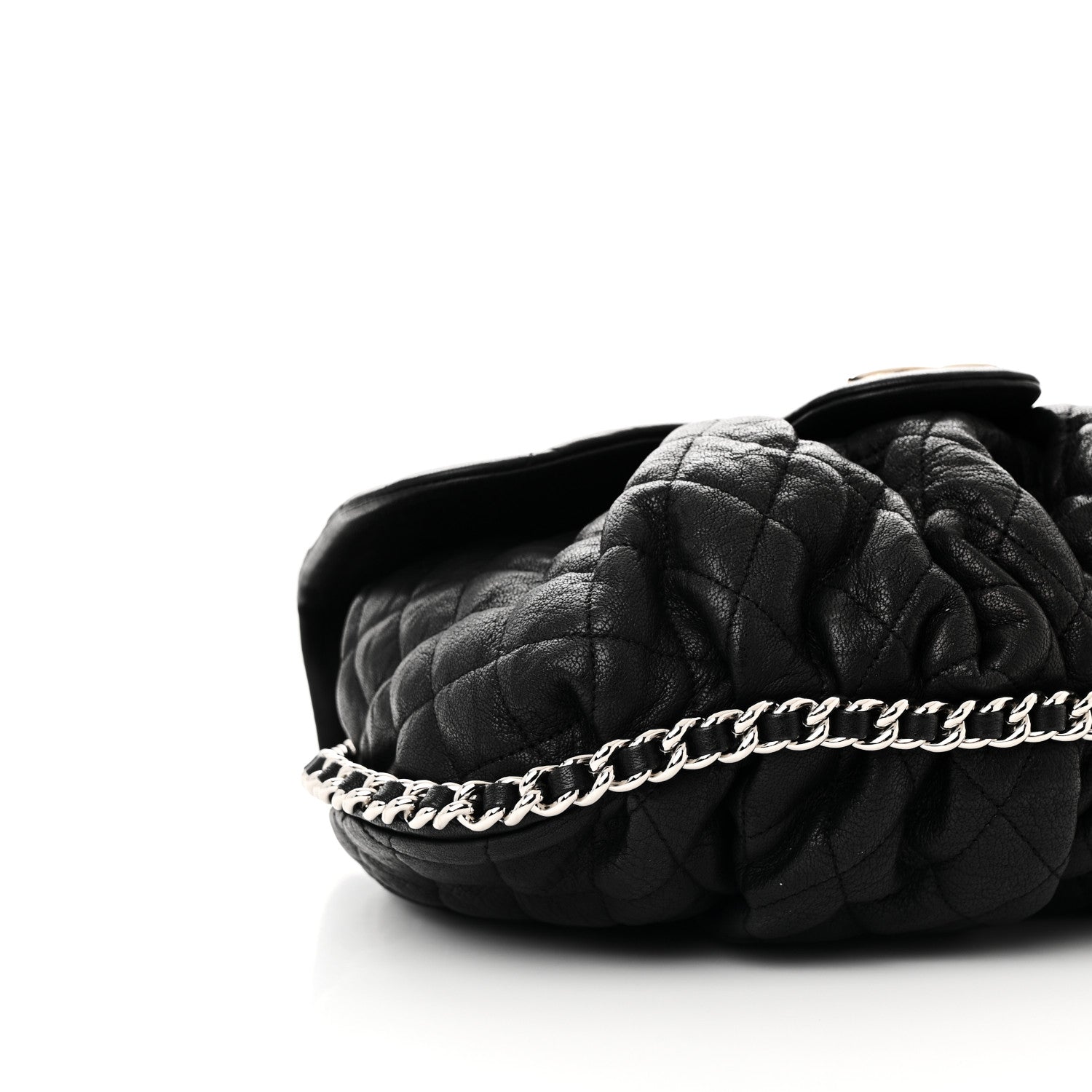 Chanel Washed Lambskin Quilted Large Chain Around Messenger Black 9 of 11