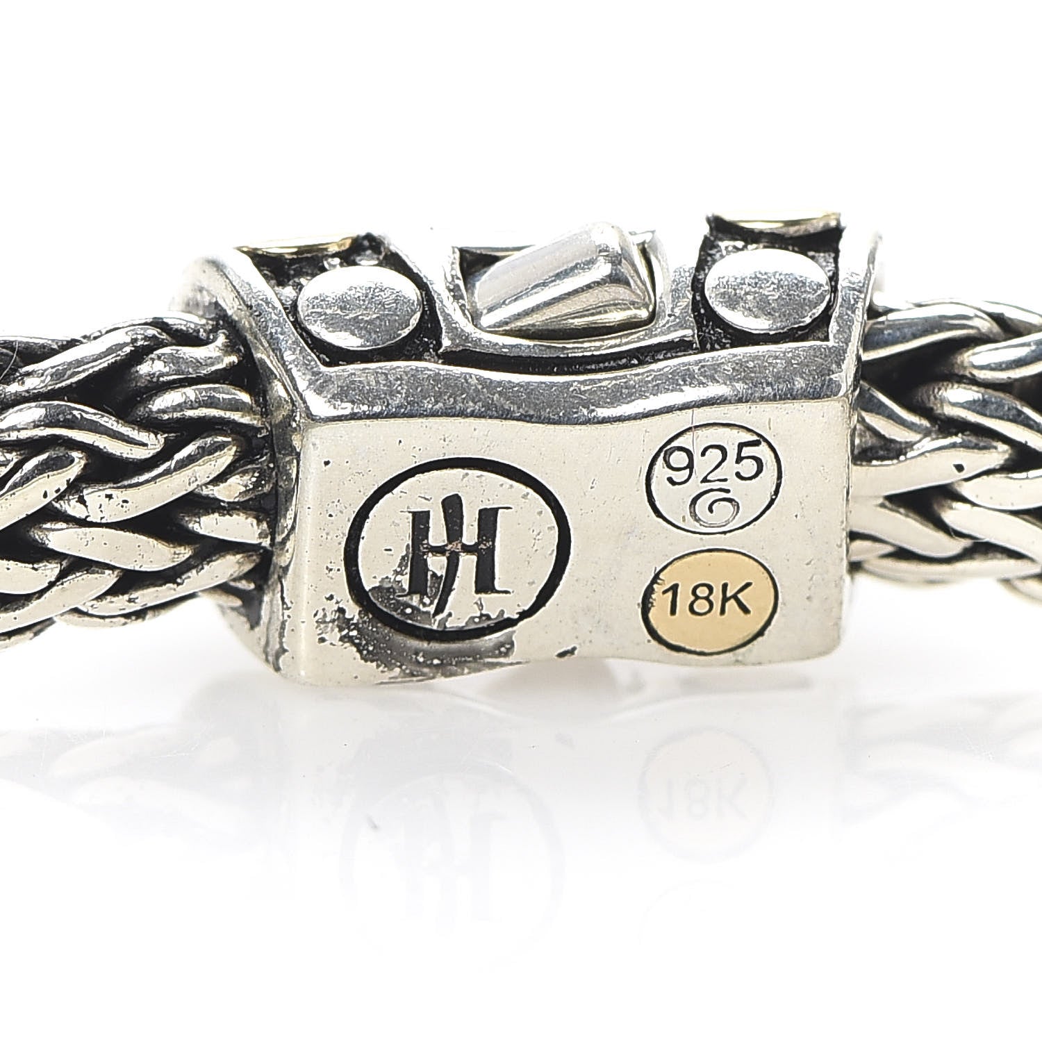 John Hardy Sterling Silver 18K Yellow Gold 6mm Classic Chain Dot Station Bracelet 4 of 5