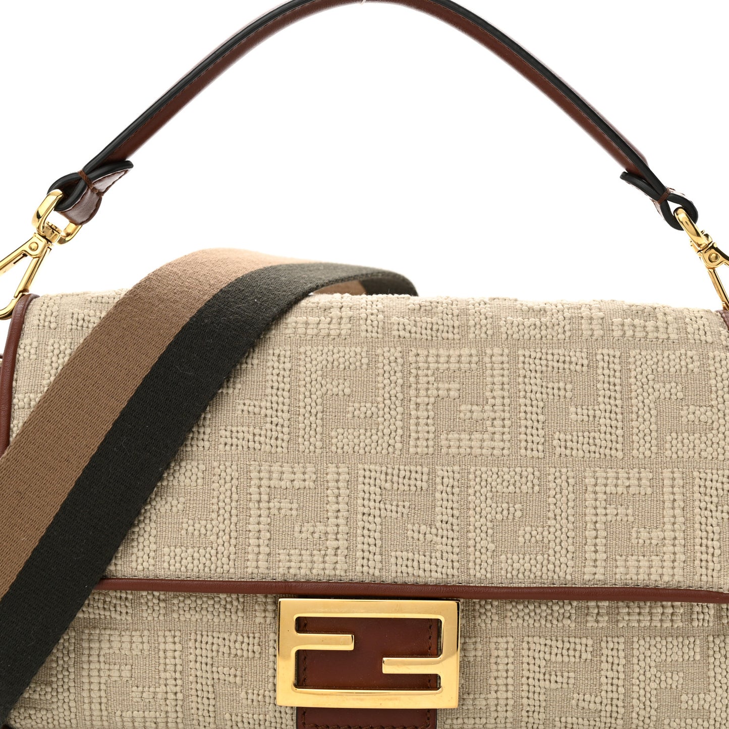 Sardinian Jacquard Vitello King FF 1974 Embroidered Baguette Corda Praline