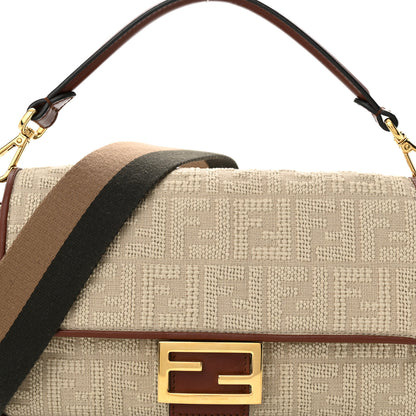 Fendi Sardinian Jacquard Vitello King FF 1974 Embroidered Baguette Corda Praline 7 of 10