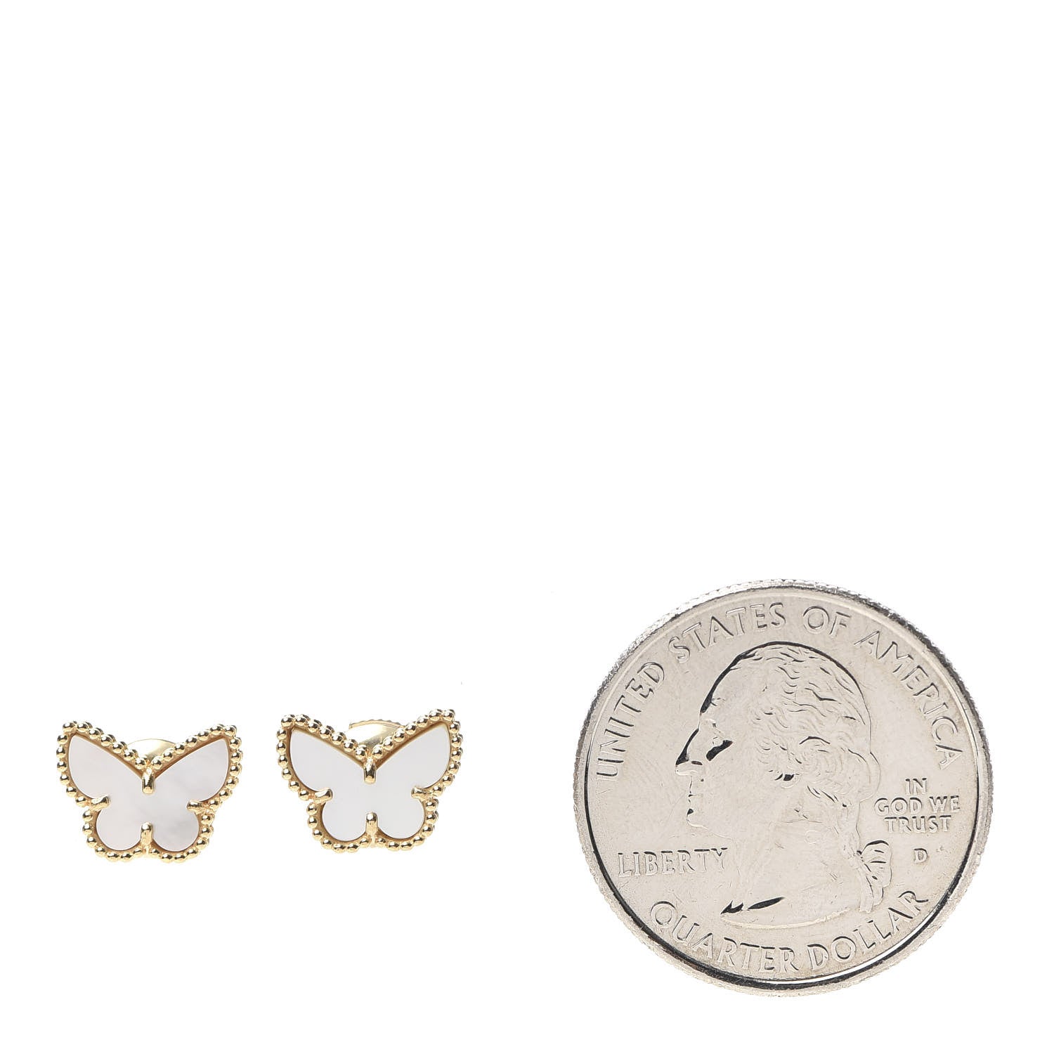Van Cleef & Arpels 18K Yellow Gold Mother of Pearl Sweet Alhambra Butterfly Earrings 2 of 6