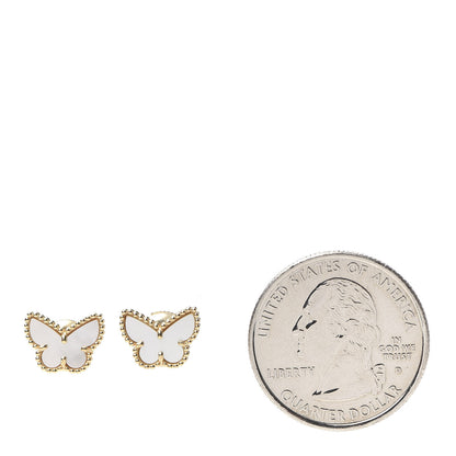 Van Cleef & Arpels 18K Yellow Gold Mother of Pearl Sweet Alhambra Butterfly Earrings 2 of 6