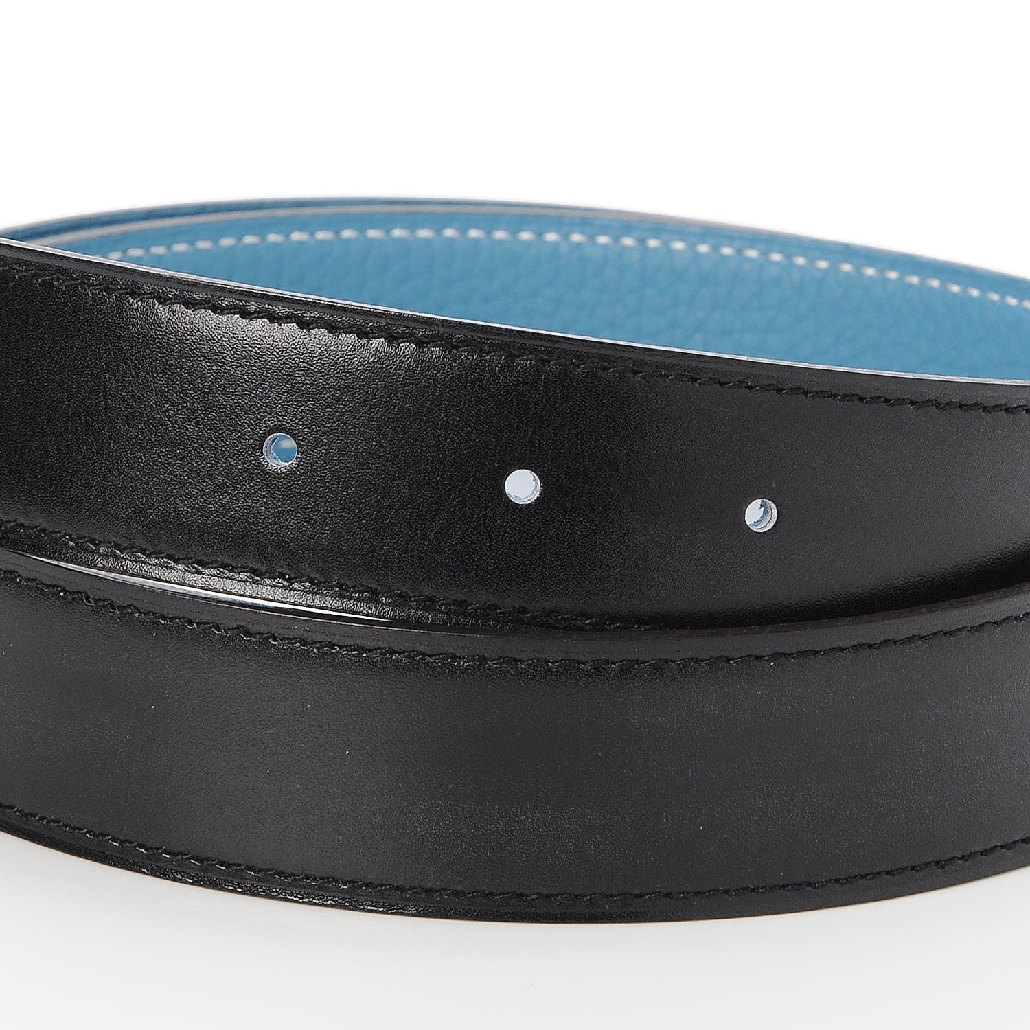 Hermes Box Togo 32mm Reversible Belt Strap 85 Black Blue Jean 4 of 7