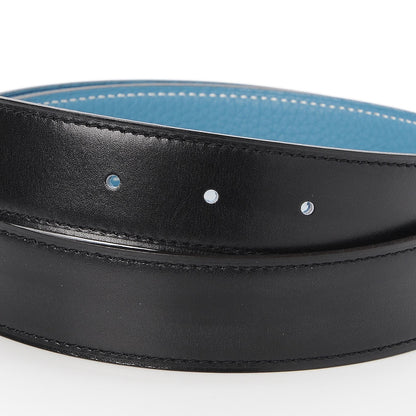 Hermes Box Togo 32mm Reversible Belt Strap 85 Black Blue Jean 4 of 7