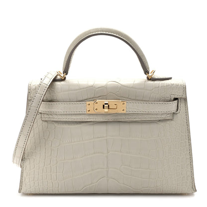 Hermes Matte Alligator Mini Kelly Sellier 20 Beton 1 of 9