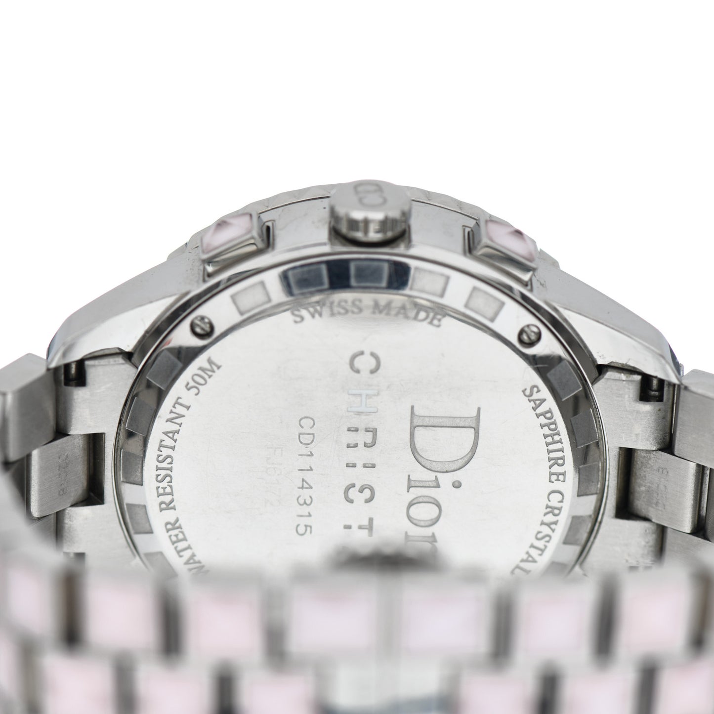 Stainless Steel Diamond Sapphire 38mm Christal Chronograph Quartz Watch Pink