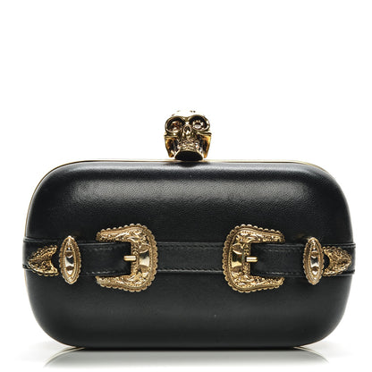 Alexander McQueen Nappa Buckle Skull Box Clutch Black 1 of 8
