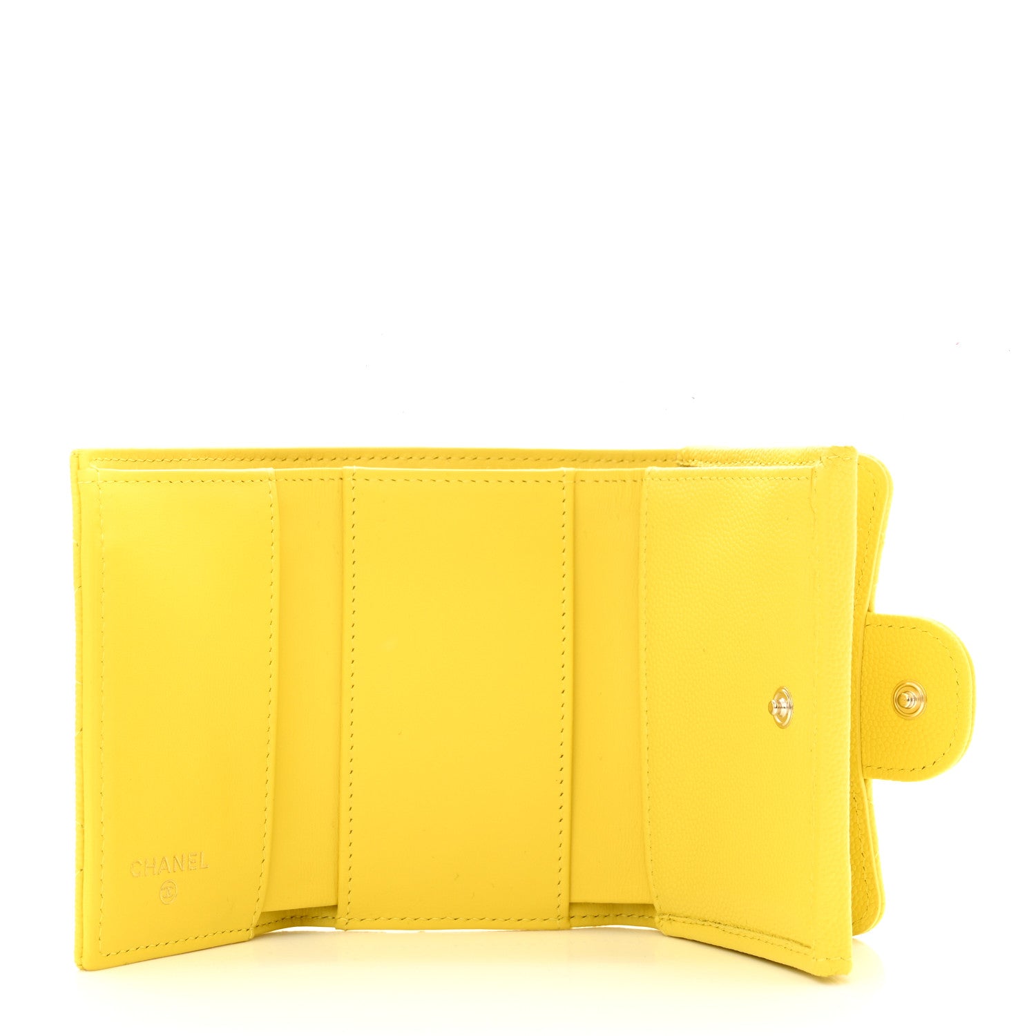 Chanel Caviar Quilted Double Flap Wallet Yellow 6 of 11