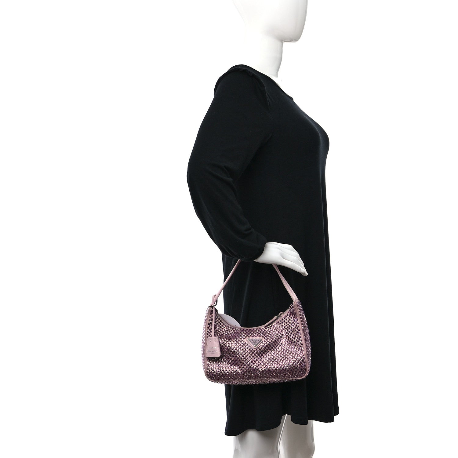 Prada Satin Crystal Mini Re-Edition 2000 Bag Alabastro 2 of 12