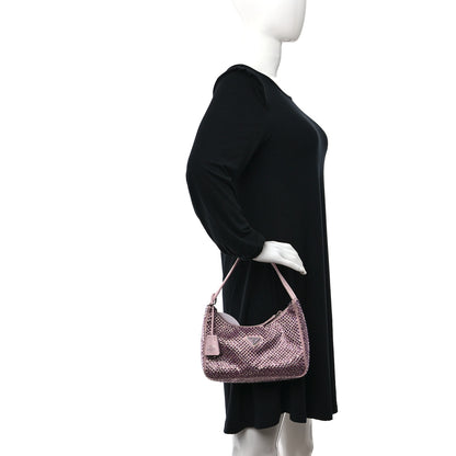 Prada Satin Crystal Mini Re-Edition 2000 Bag Alabastro 2 of 12