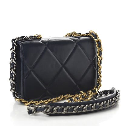 Chanel Lambskin Quilted 19 Wallet On Chain WOC Navy Blue 3 of 11