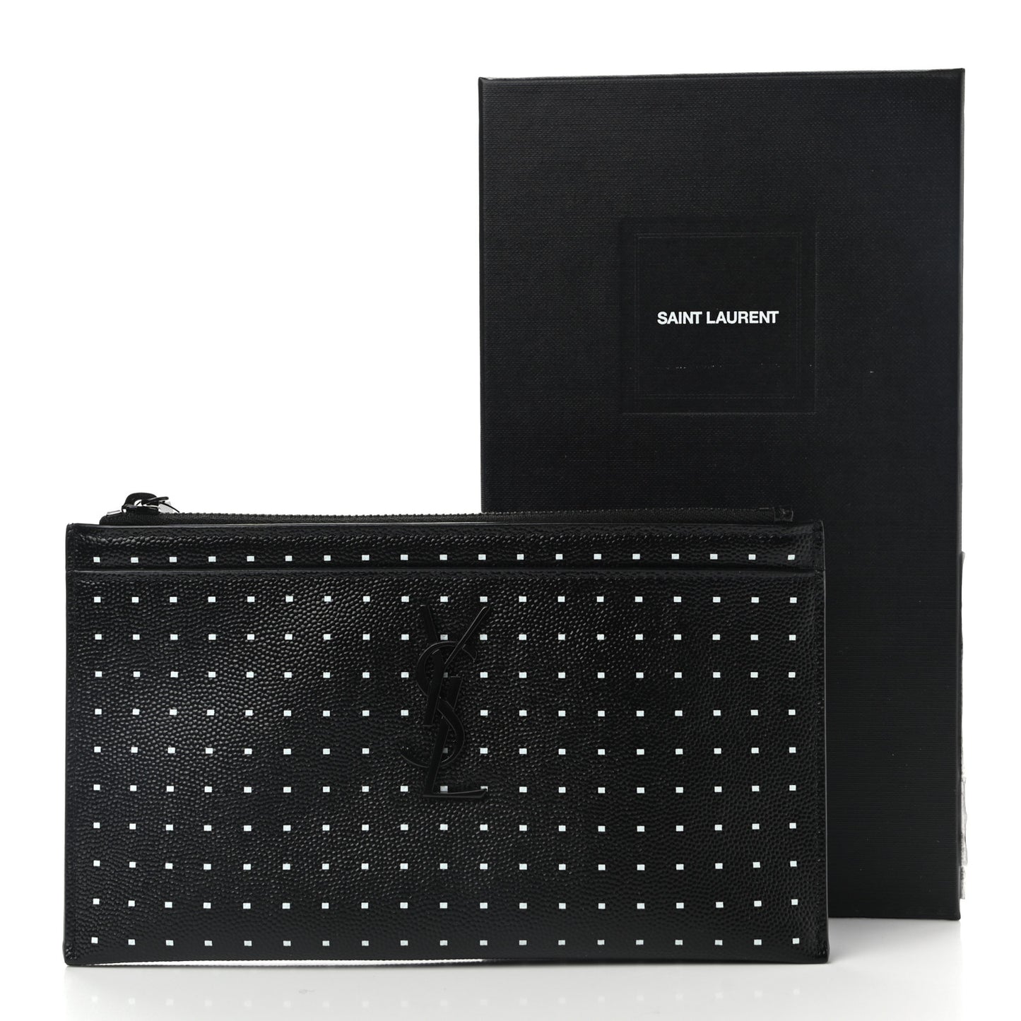 Grain De Poudre Square Dot Zip Bill Pouch Black White