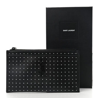 Saint Laurent Grain De Poudre Square Dot Zip Bill Pouch Black White 8 of 8