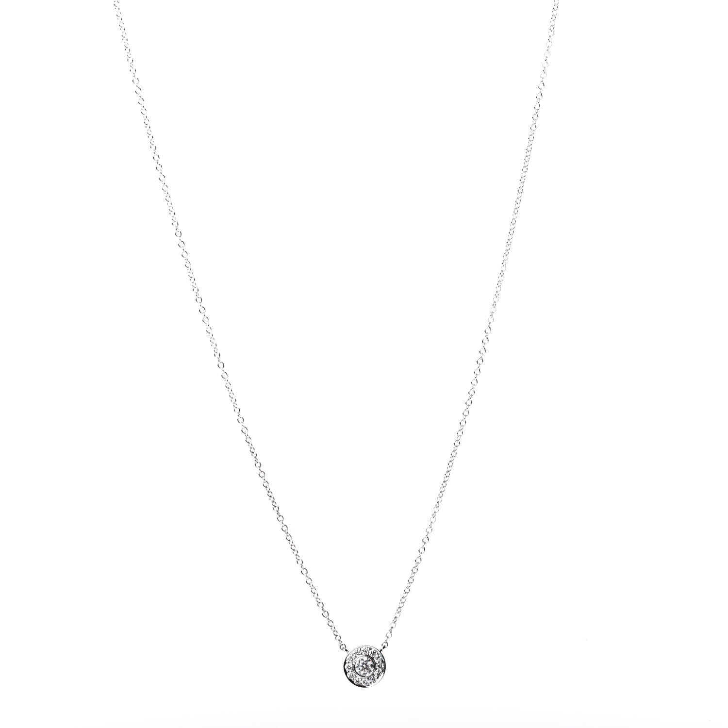 Tiffany Platinum Diamond .12ct Circlet Pendant Necklace 1 of 3